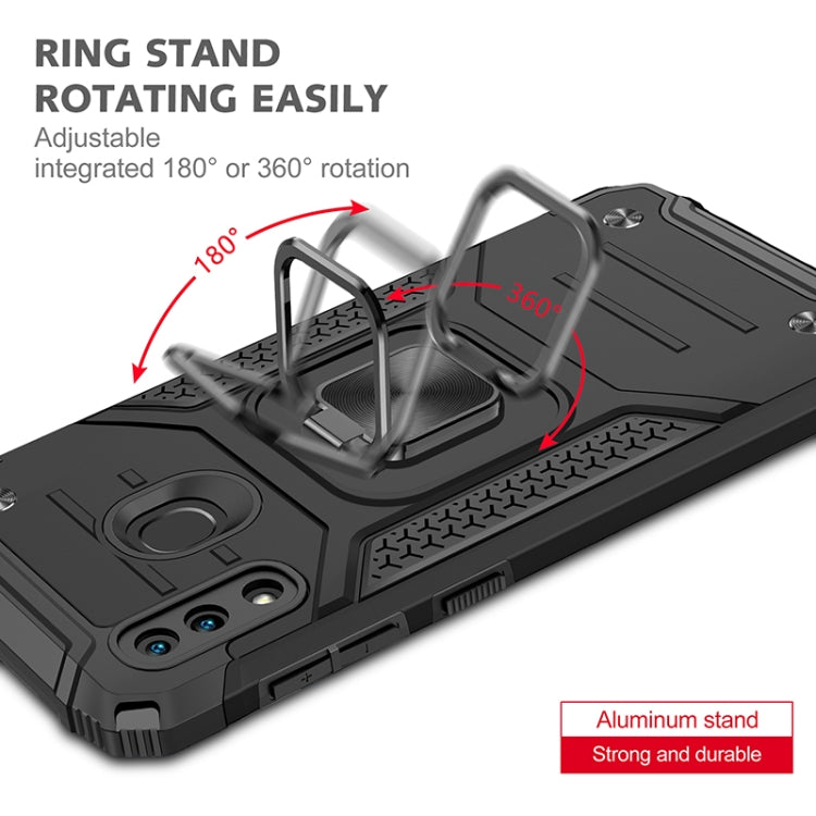 For Samsung Galaxy A20 / A30 Magnetic Armor Shockproof TPU + PC Case with Metal Ring Holder