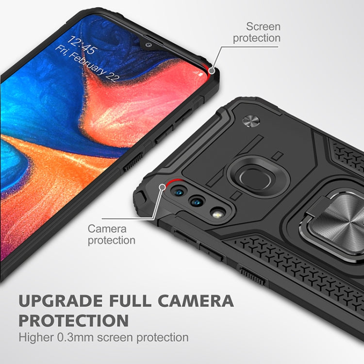 For Samsung Galaxy A20 / A30 Magnetic Armor Shockproof TPU + PC Case with Metal Ring Holder