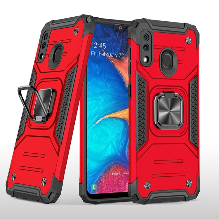 For Samsung Galaxy A20 / A30 Magnetic Armor Shockproof TPU + PC Case with Metal Ring Holder