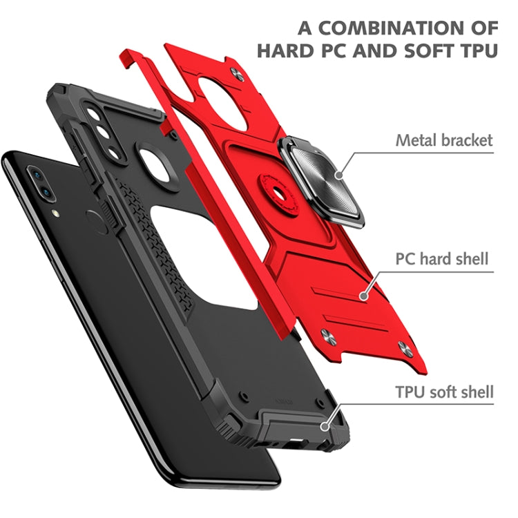 For Samsung Galaxy A20 / A30 Magnetic Armor Shockproof TPU + PC Case with Metal Ring Holder