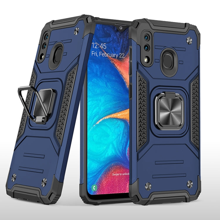 For Samsung Galaxy A20 / A30 Magnetic Armor Shockproof TPU + PC Case with Metal Ring Holder