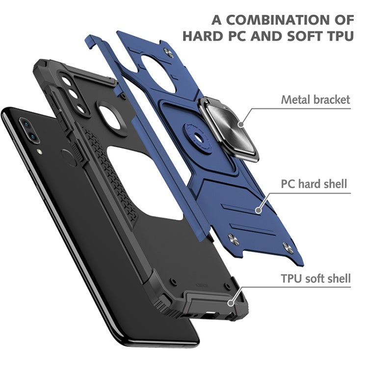 For Samsung Galaxy A20 / A30 Magnetic Armor Shockproof TPU + PC Case with Metal Ring Holder