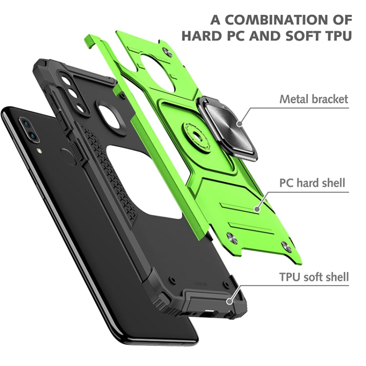 For Samsung Galaxy A20 / A30 Magnetic Armor Shockproof TPU + PC Case with Metal Ring Holder