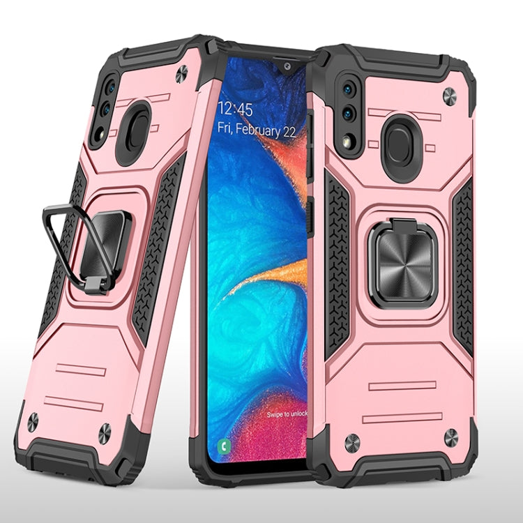 For Samsung Galaxy A20 / A30 Magnetic Armor Shockproof TPU + PC Case with Metal Ring Holder