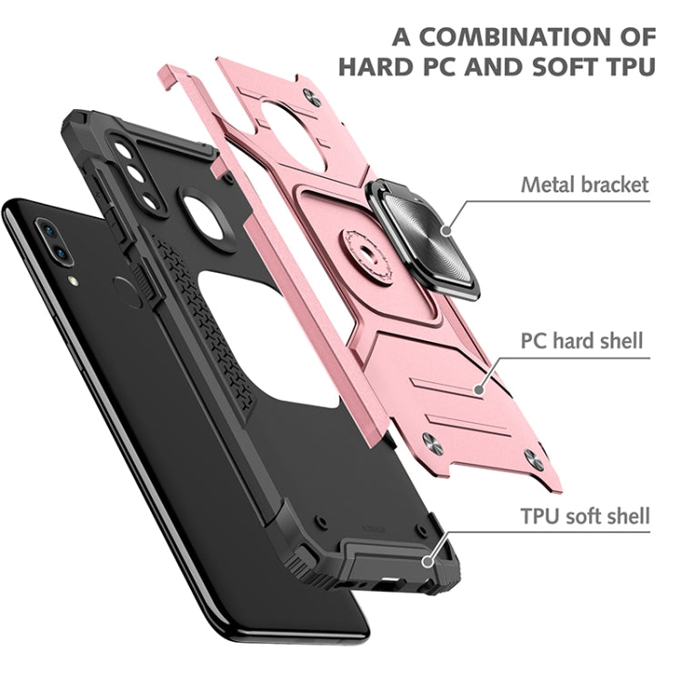 For Samsung Galaxy A20 / A30 Magnetic Armor Shockproof TPU + PC Case with Metal Ring Holder