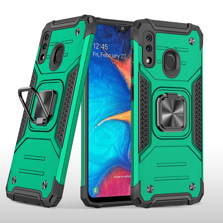 For Samsung Galaxy A20 / A30 Magnetic Armor Shockproof TPU + PC Case with Metal Ring Holder