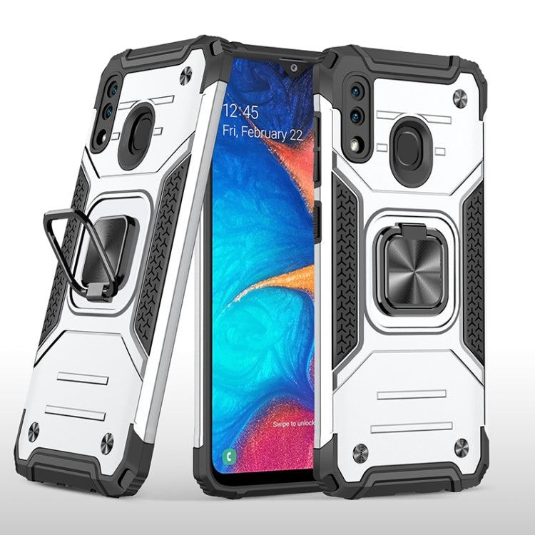 For Samsung Galaxy A20 / A30 Magnetic Armor Shockproof TPU + PC Case with Metal Ring Holder