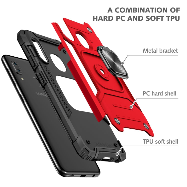 For Samsung Galaxy A20e Magnetic Armor Shockproof TPU + PC Case with Metal Ring Holder