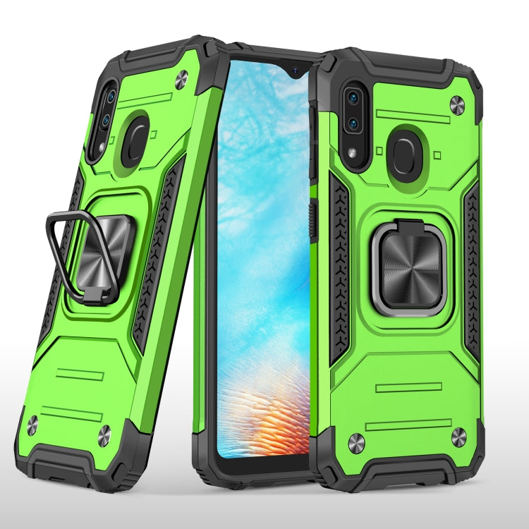 For Samsung Galaxy A20e Magnetic Armor Shockproof TPU + PC Case with Metal Ring Holder