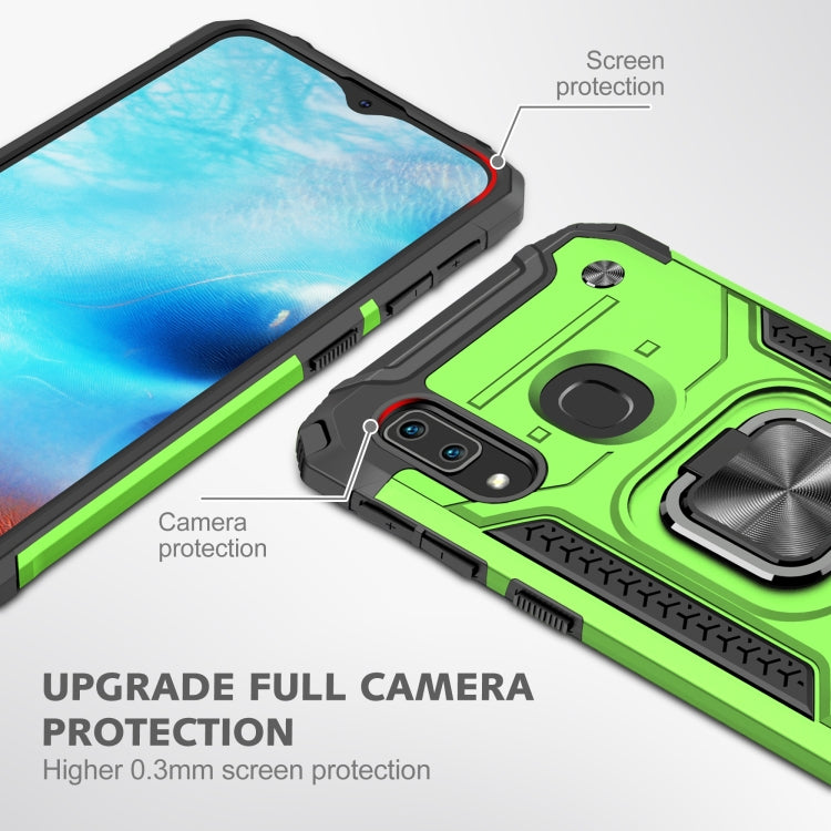 For Samsung Galaxy A20e Magnetic Armor Shockproof TPU + PC Case with Metal Ring Holder