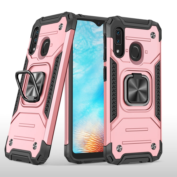 For Samsung Galaxy A20e Magnetic Armor Shockproof TPU + PC Case with Metal Ring Holder