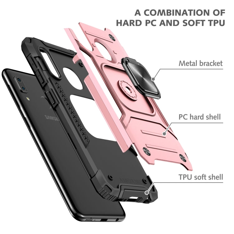 For Samsung Galaxy A20e Magnetic Armor Shockproof TPU + PC Case with Metal Ring Holder