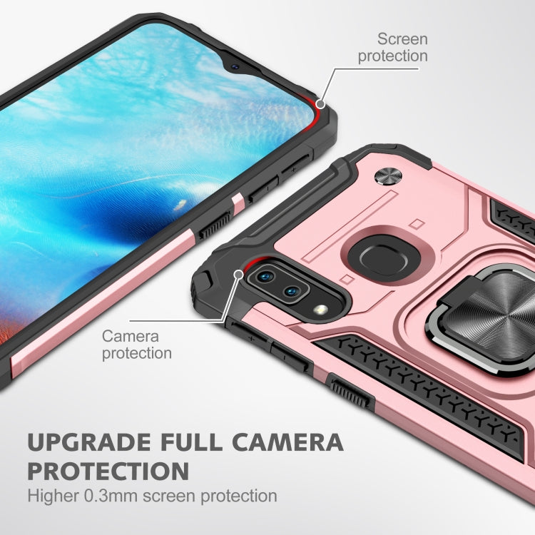 For Samsung Galaxy A20e Magnetic Armor Shockproof TPU + PC Case with Metal Ring Holder