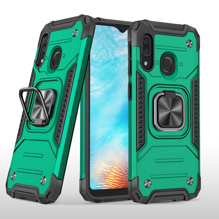 For Samsung Galaxy A20e Magnetic Armor Shockproof TPU + PC Case with Metal Ring Holder