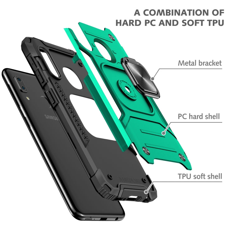For Samsung Galaxy A20e Magnetic Armor Shockproof TPU + PC Case with Metal Ring Holder