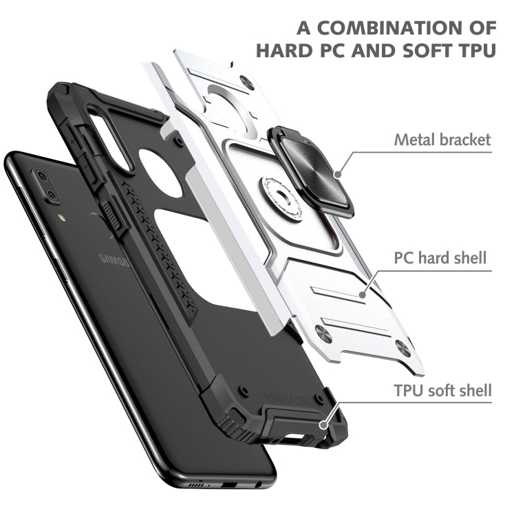 For Samsung Galaxy A20e Magnetic Armor Shockproof TPU + PC Case with Metal Ring Holder