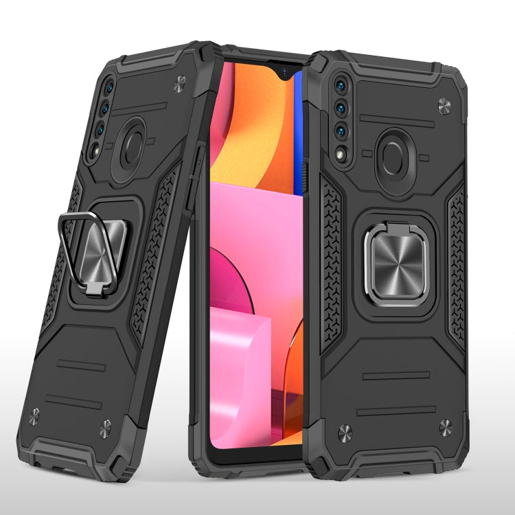 For Samsung Galaxy A20s Magnetic Armor Shockproof TPU + PC Case with Metal Ring Holder