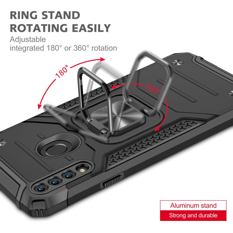 For Samsung Galaxy A20s Magnetic Armor Shockproof TPU + PC Case with Metal Ring Holder