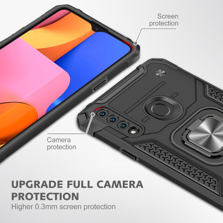 For Samsung Galaxy A20s Magnetic Armor Shockproof TPU + PC Case with Metal Ring Holder