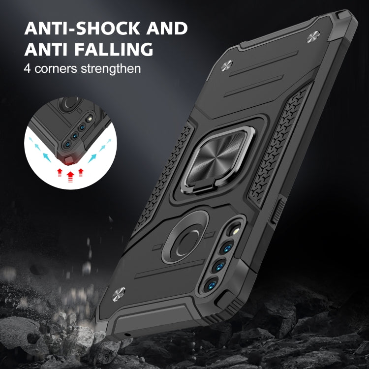 For Samsung Galaxy A20s Magnetic Armor Shockproof TPU + PC Case with Metal Ring Holder