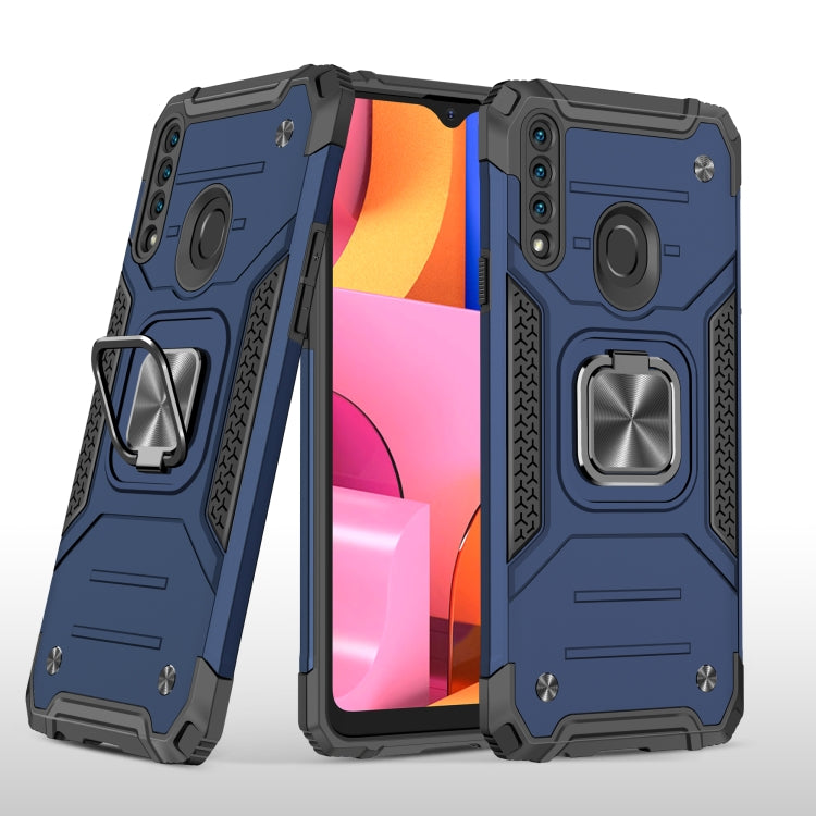For Samsung Galaxy A20s Magnetic Armor Shockproof TPU + PC Case with Metal Ring Holder