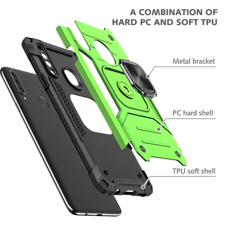 For Samsung Galaxy A20s Magnetic Armor Shockproof TPU + PC Case with Metal Ring Holder