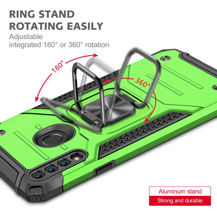 For Samsung Galaxy A20s Magnetic Armor Shockproof TPU + PC Case with Metal Ring Holder