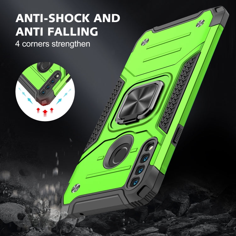 For Samsung Galaxy A20s Magnetic Armor Shockproof TPU + PC Case with Metal Ring Holder