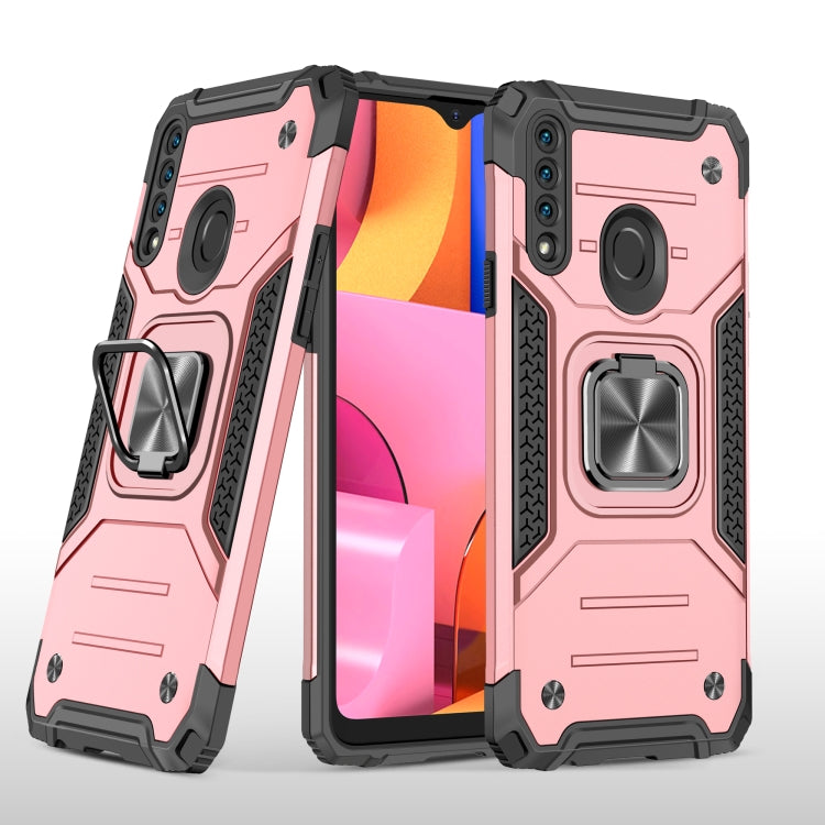 For Samsung Galaxy A20s Magnetic Armor Shockproof TPU + PC Case with Metal Ring Holder