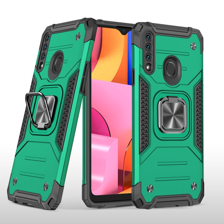 For Samsung Galaxy A20s Magnetic Armor Shockproof TPU + PC Case with Metal Ring Holder
