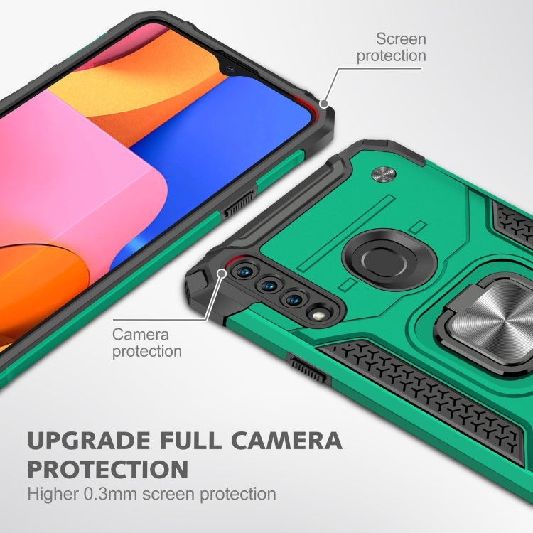 For Samsung Galaxy A20s Magnetic Armor Shockproof TPU + PC Case with Metal Ring Holder