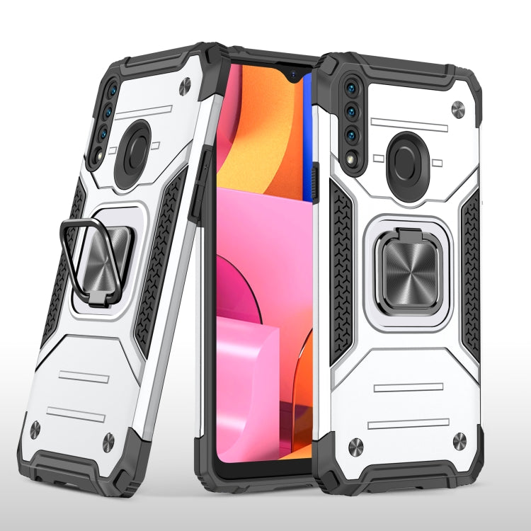 For Samsung Galaxy A20s Magnetic Armor Shockproof TPU + PC Case with Metal Ring Holder