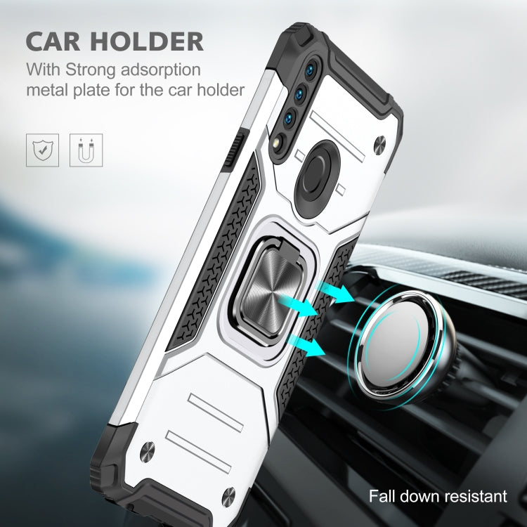 For Samsung Galaxy A20s Magnetic Armor Shockproof TPU + PC Case with Metal Ring Holder