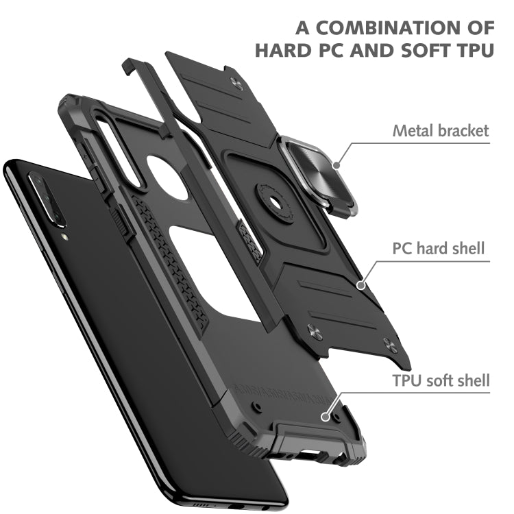 For Samsung Galaxy A30 / A50 / A50s Magnetic Armor Shockproof TPU + PC Case with Metal Ring Holder