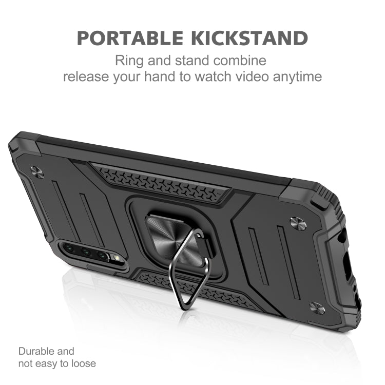 For Samsung Galaxy A30 / A50 / A50s Magnetic Armor Shockproof TPU + PC Case with Metal Ring Holder