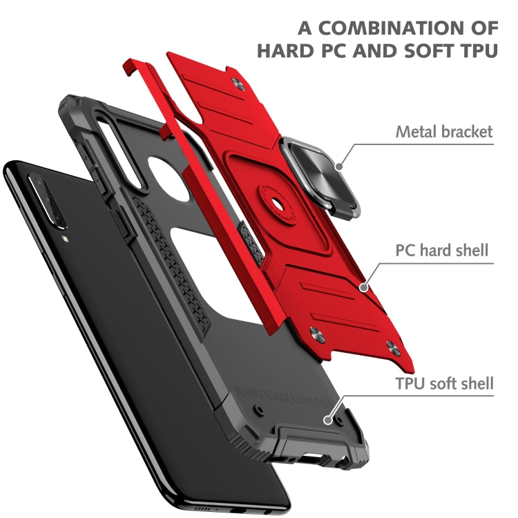 For Samsung Galaxy A30 / A50 / A50s Magnetic Armor Shockproof TPU + PC Case with Metal Ring Holder