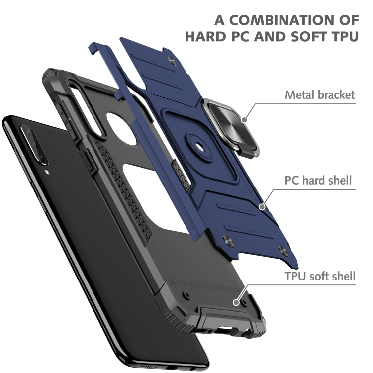 For Samsung Galaxy A30 / A50 / A50s Magnetic Armor Shockproof TPU + PC Case with Metal Ring Holder