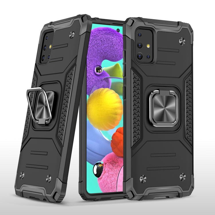 For Samsung Galaxy A51 Magnetic Armor Shockproof TPU + PC Case with Metal Ring Holder