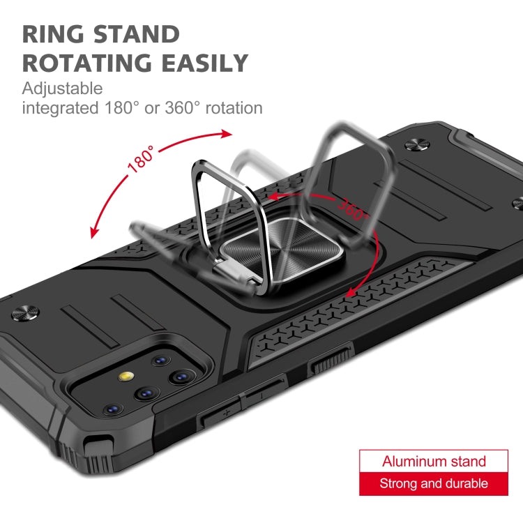 For Samsung Galaxy A51 Magnetic Armor Shockproof TPU + PC Case with Metal Ring Holder