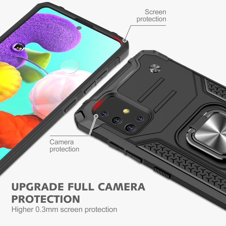 For Samsung Galaxy A51 Magnetic Armor Shockproof TPU + PC Case with Metal Ring Holder