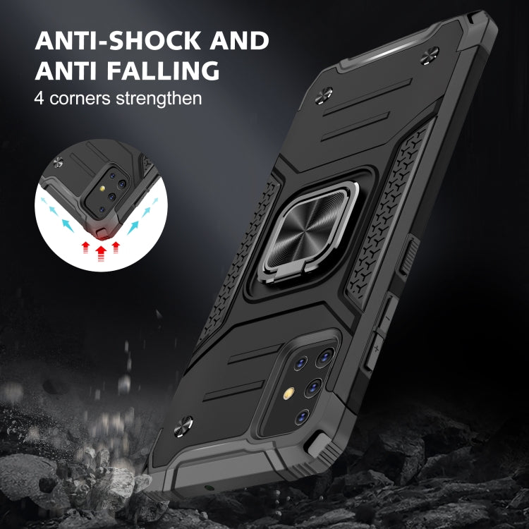 For Samsung Galaxy A51 Magnetic Armor Shockproof TPU + PC Case with Metal Ring Holder