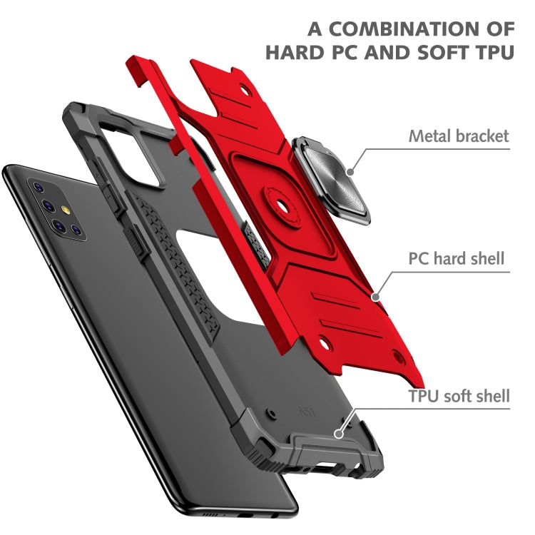 For Samsung Galaxy A51 Magnetic Armor Shockproof TPU + PC Case with Metal Ring Holder