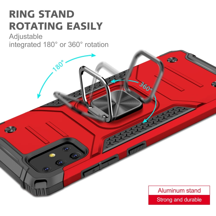 For Samsung Galaxy A51 Magnetic Armor Shockproof TPU + PC Case with Metal Ring Holder