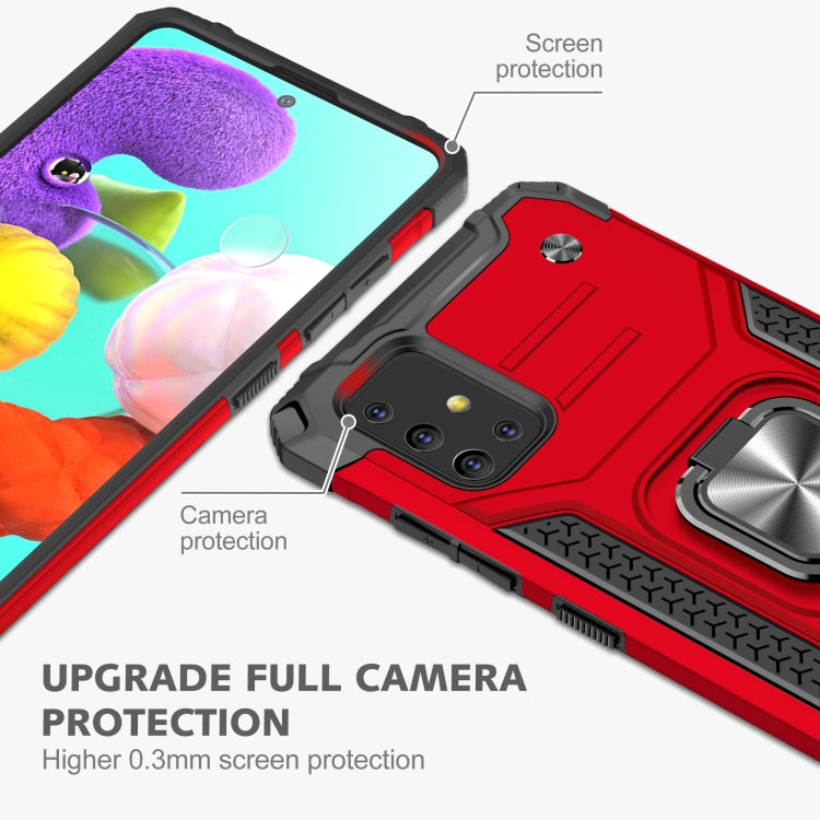For Samsung Galaxy A51 Magnetic Armor Shockproof TPU + PC Case with Metal Ring Holder