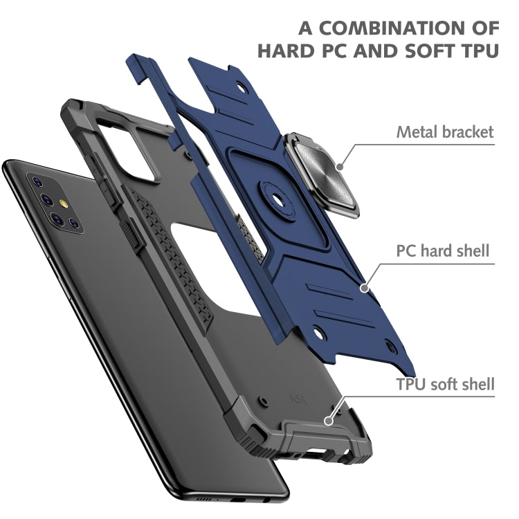 For Samsung Galaxy A51 Magnetic Armor Shockproof TPU + PC Case with Metal Ring Holder