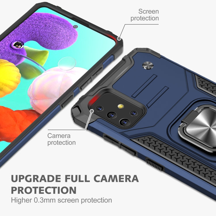 For Samsung Galaxy A51 Magnetic Armor Shockproof TPU + PC Case with Metal Ring Holder