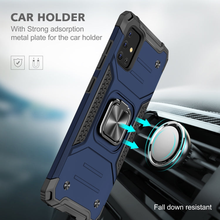 For Samsung Galaxy A51 Magnetic Armor Shockproof TPU + PC Case with Metal Ring Holder