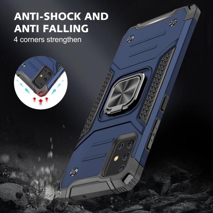 For Samsung Galaxy A51 Magnetic Armor Shockproof TPU + PC Case with Metal Ring Holder