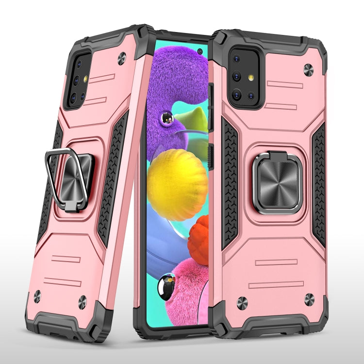 For Samsung Galaxy A51 Magnetic Armor Shockproof TPU + PC Case with Metal Ring Holder