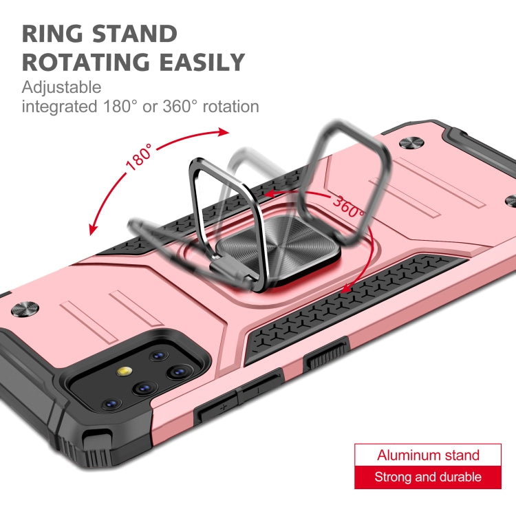 For Samsung Galaxy A51 Magnetic Armor Shockproof TPU + PC Case with Metal Ring Holder
